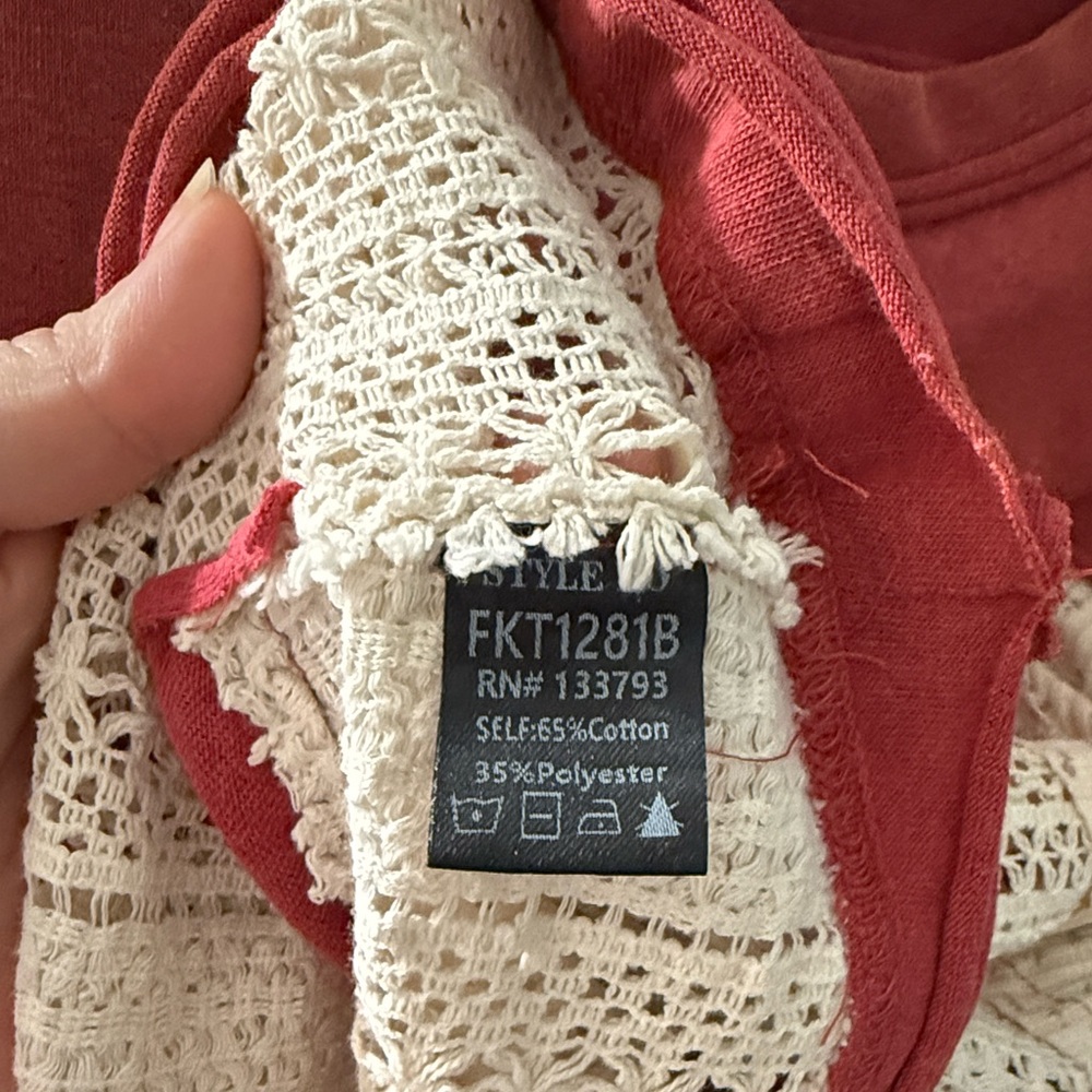 POL Peace Sign Crochet Knit Top - Picture 5 of 6